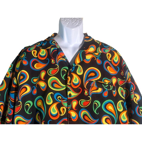 IRVING PARK Men's Short Sleeve Button Down Colorful Polyester Shirt XL - Picture 2 of 5